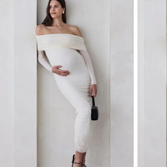 Bumpsuit - off the shoulder soft mesh dress MATERNITY - Picture 2 of 6